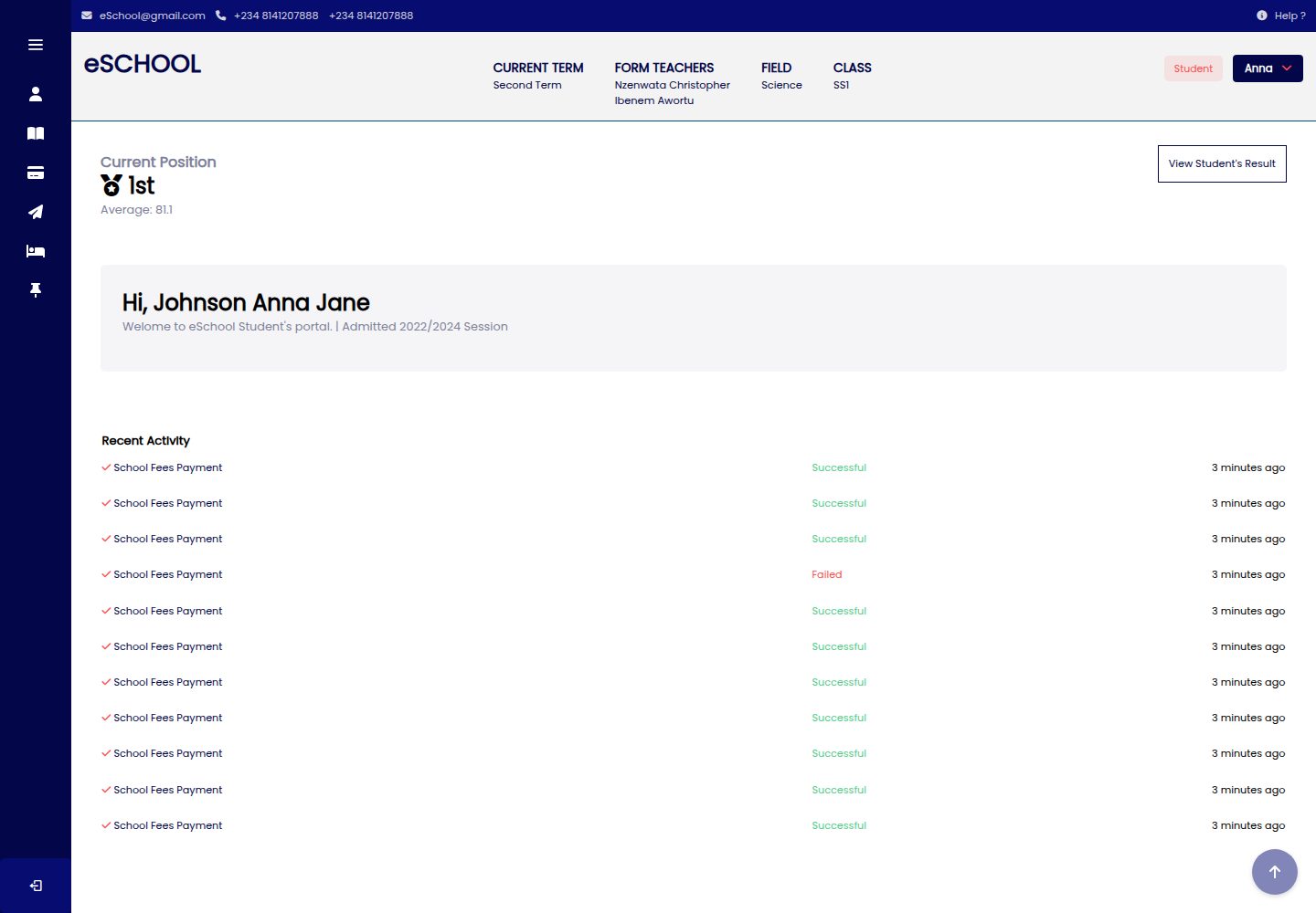 eSchool · Desktop homepage