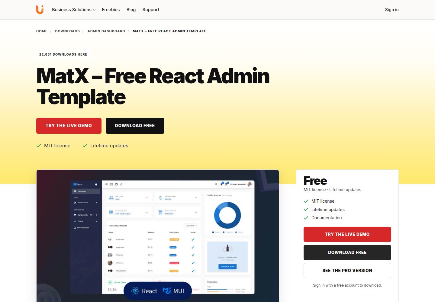 matx-react 网站模板截图