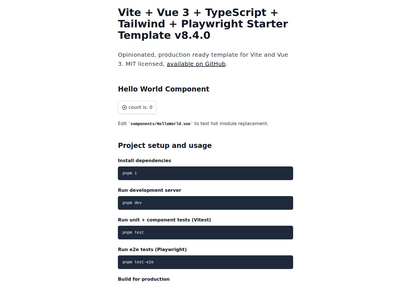 vite-ts-tailwind-starter 网站模板截图