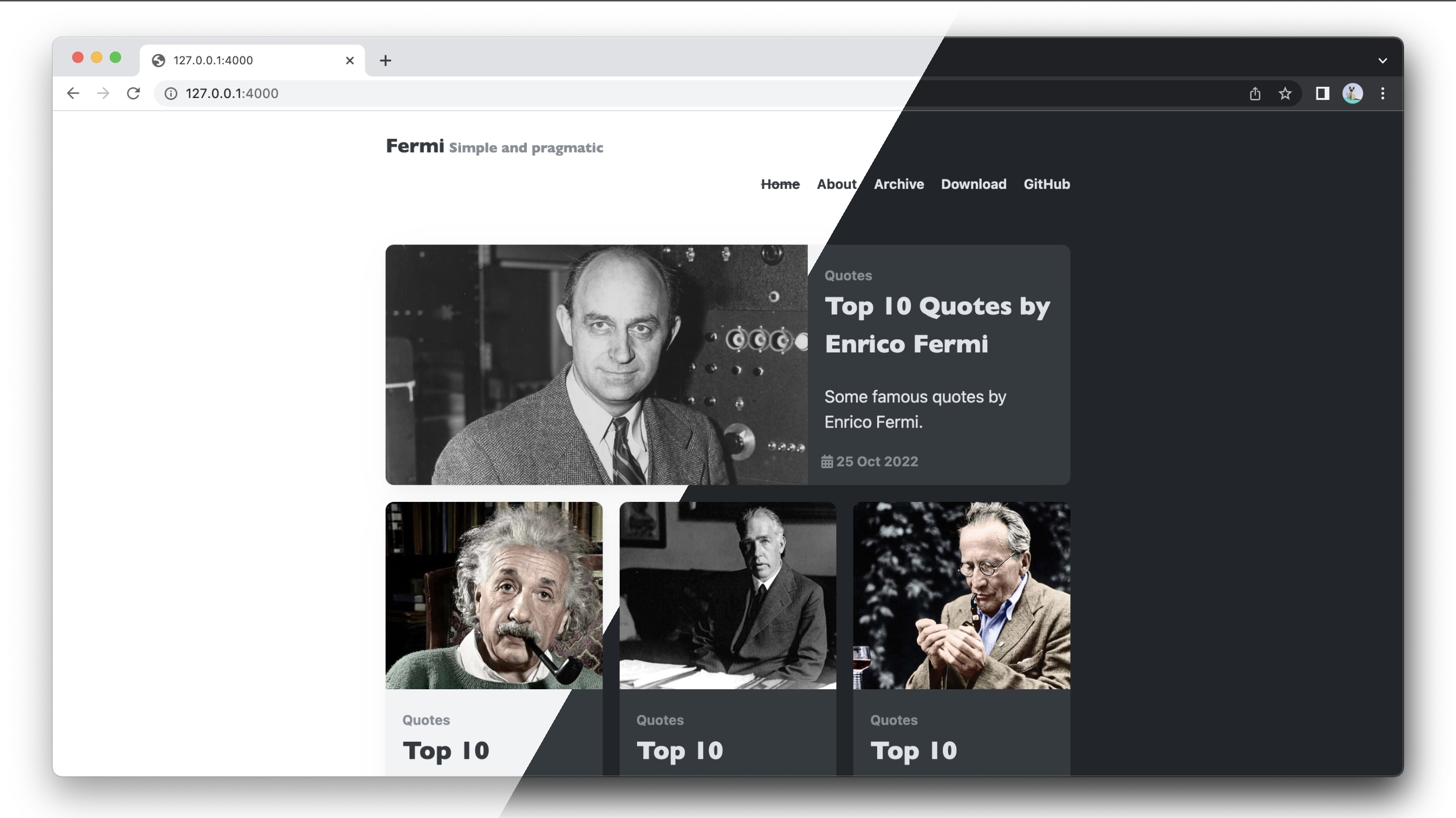 jekyll-theme-fermi 网站模板截图