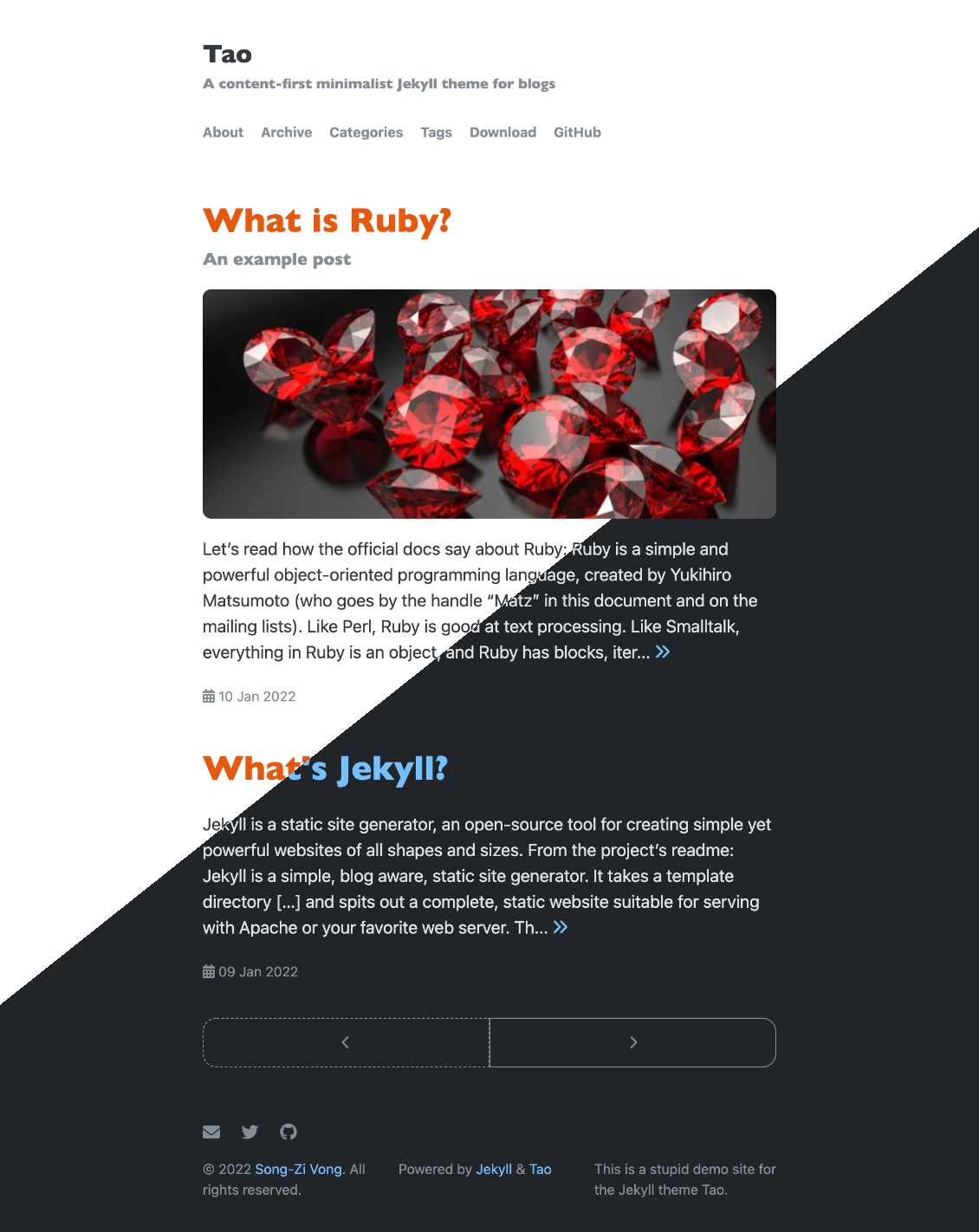 jekyll-theme-tao 网站模板截图