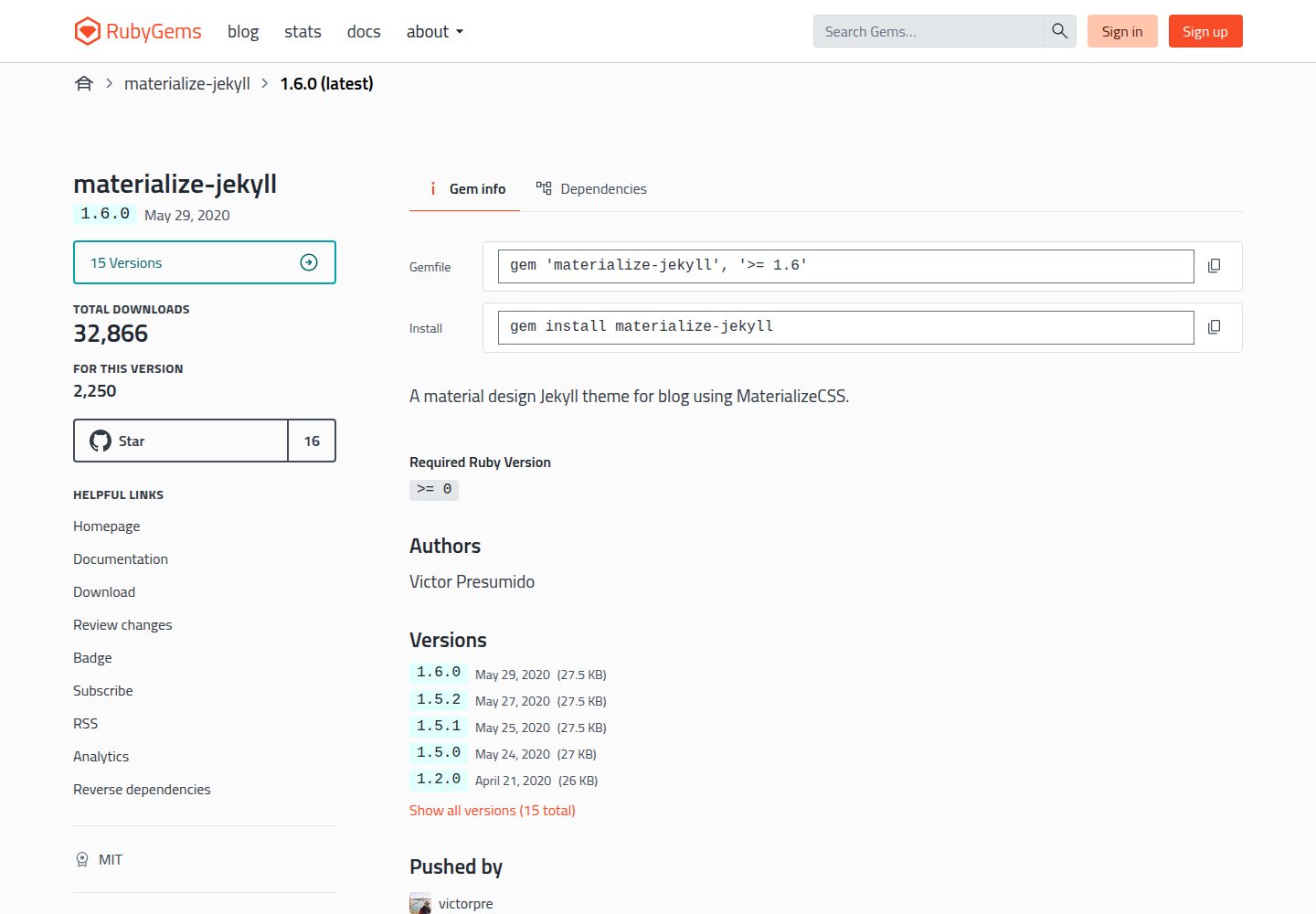 materialize-jekyll 网站模板截图