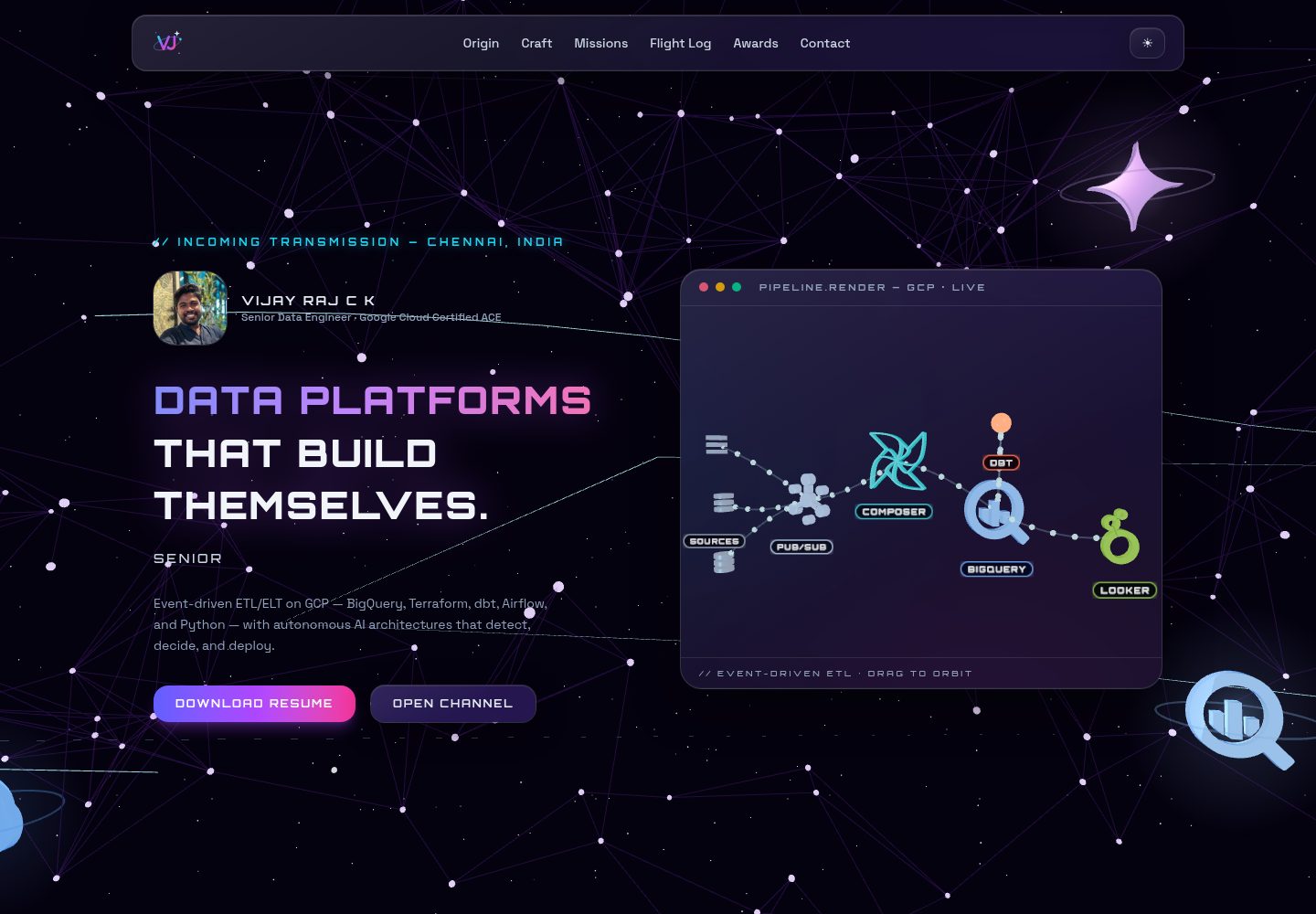 vijayrajck-portfolio 网站模板截图