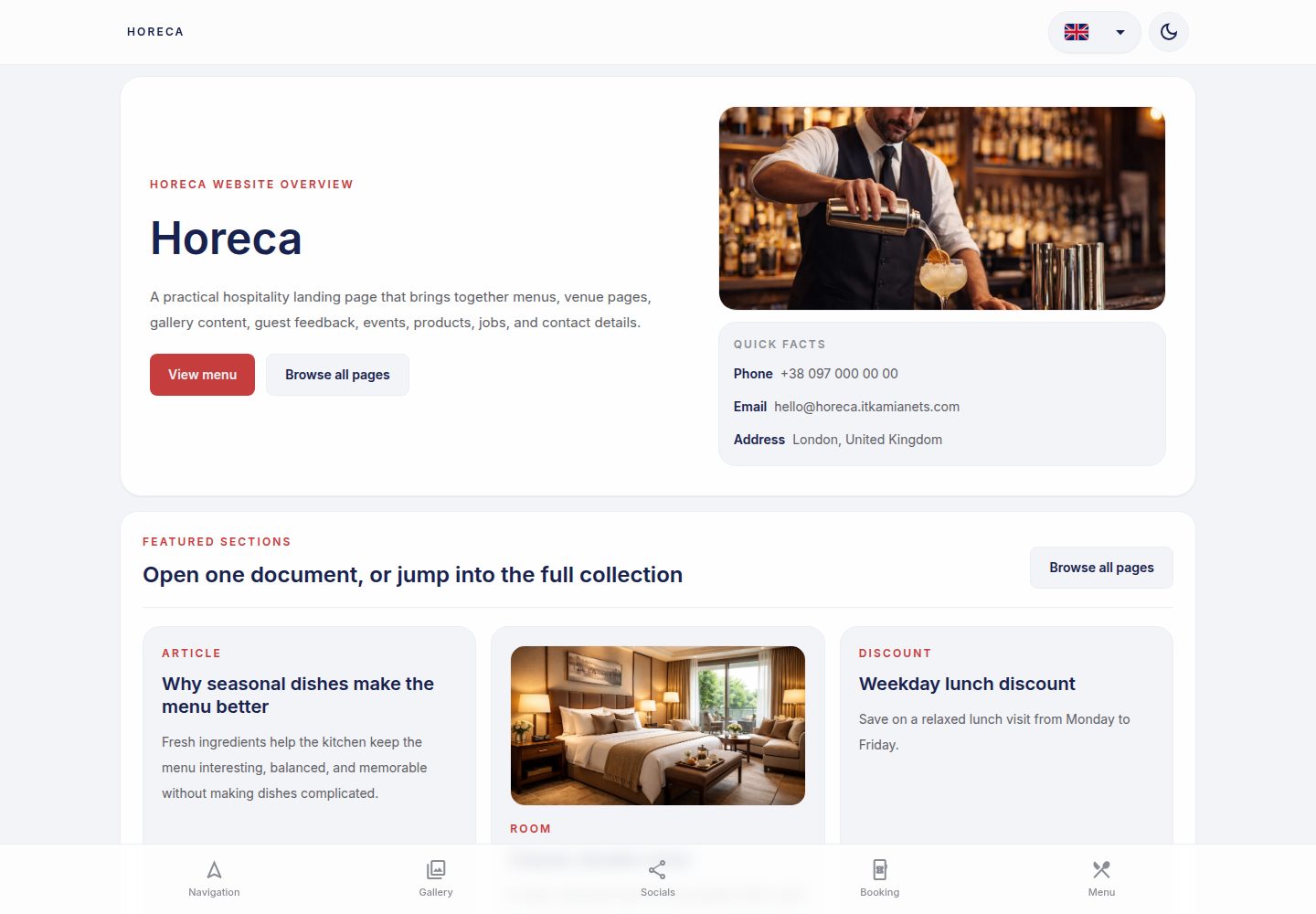 ngx-horeca 网站模板截图