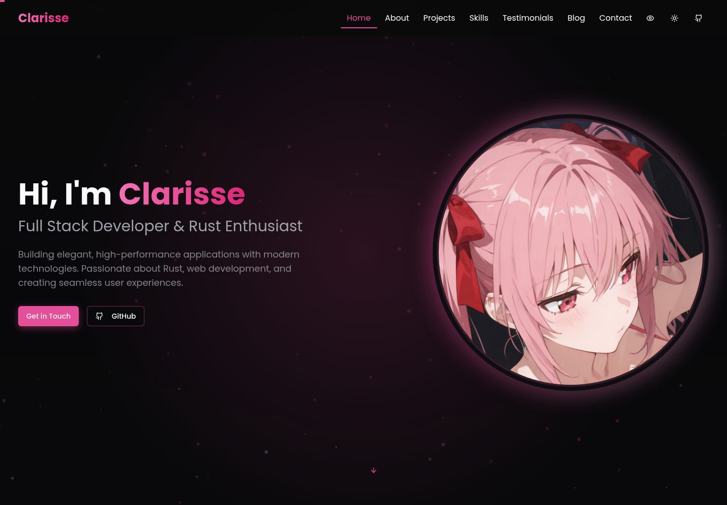 Clarisse-Portfolio 网站模板截图