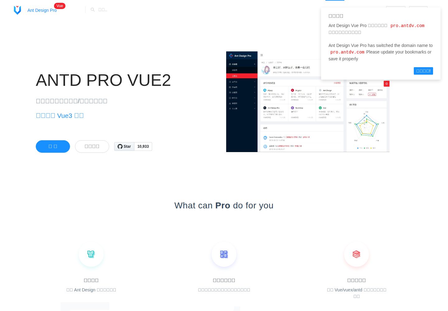 ant-design-vue-pro-template 网站模板截图