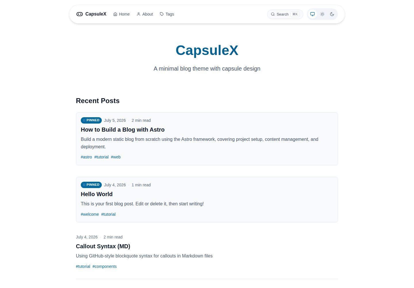 capsule-x 网站模板截图