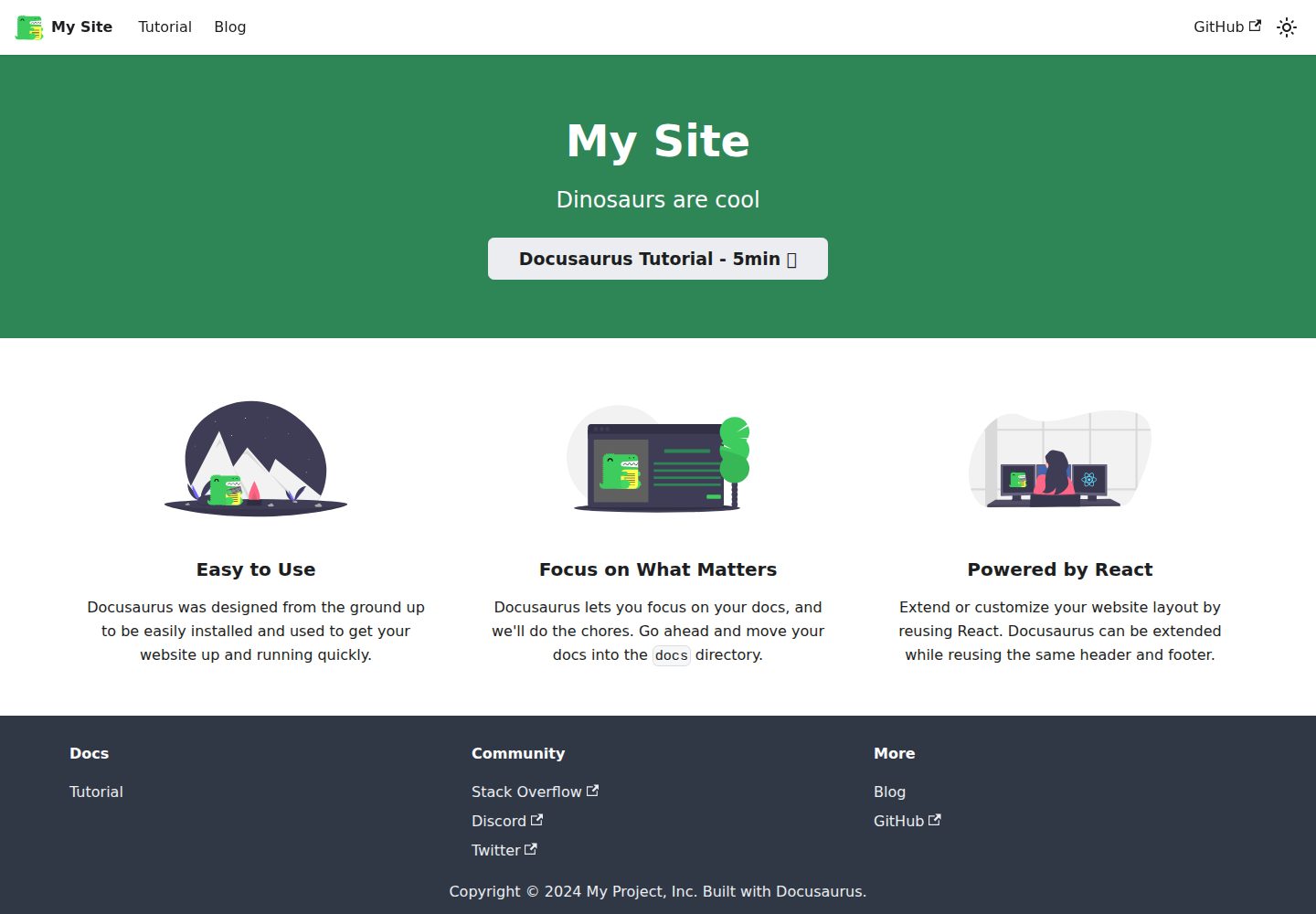 docusaurus-wasmer-starter 网站模板截图