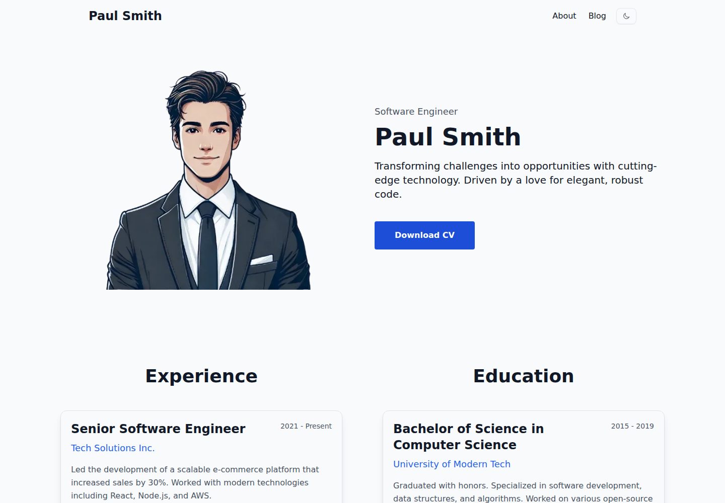 astro-resume-theme 网站模板截图