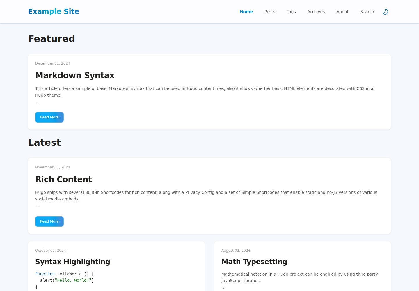 hugo-theme-fluidity 网站模板截图