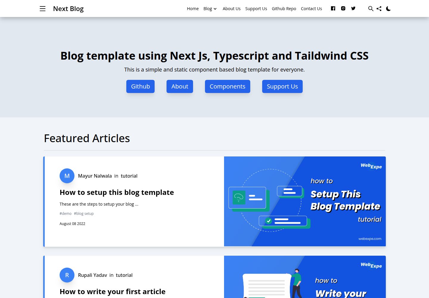 blog-template-using-nextjs-typescript-tailwindcss 网站模板截图