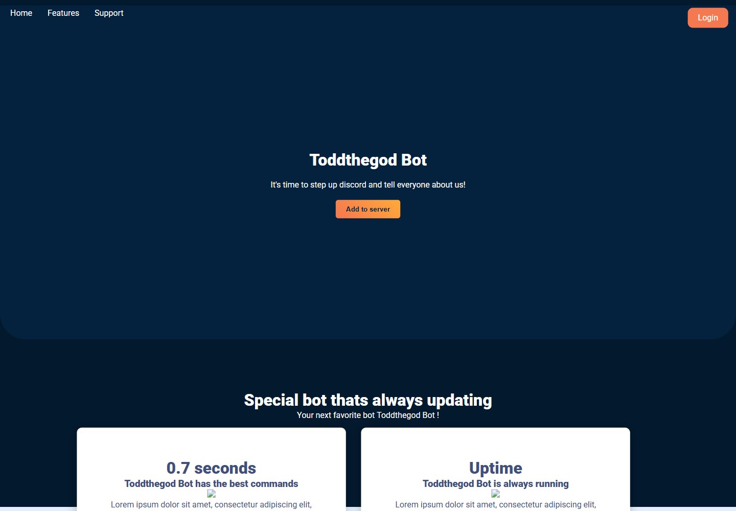 ToddthegodBotsWebsiteTemplate · 桌面端首页