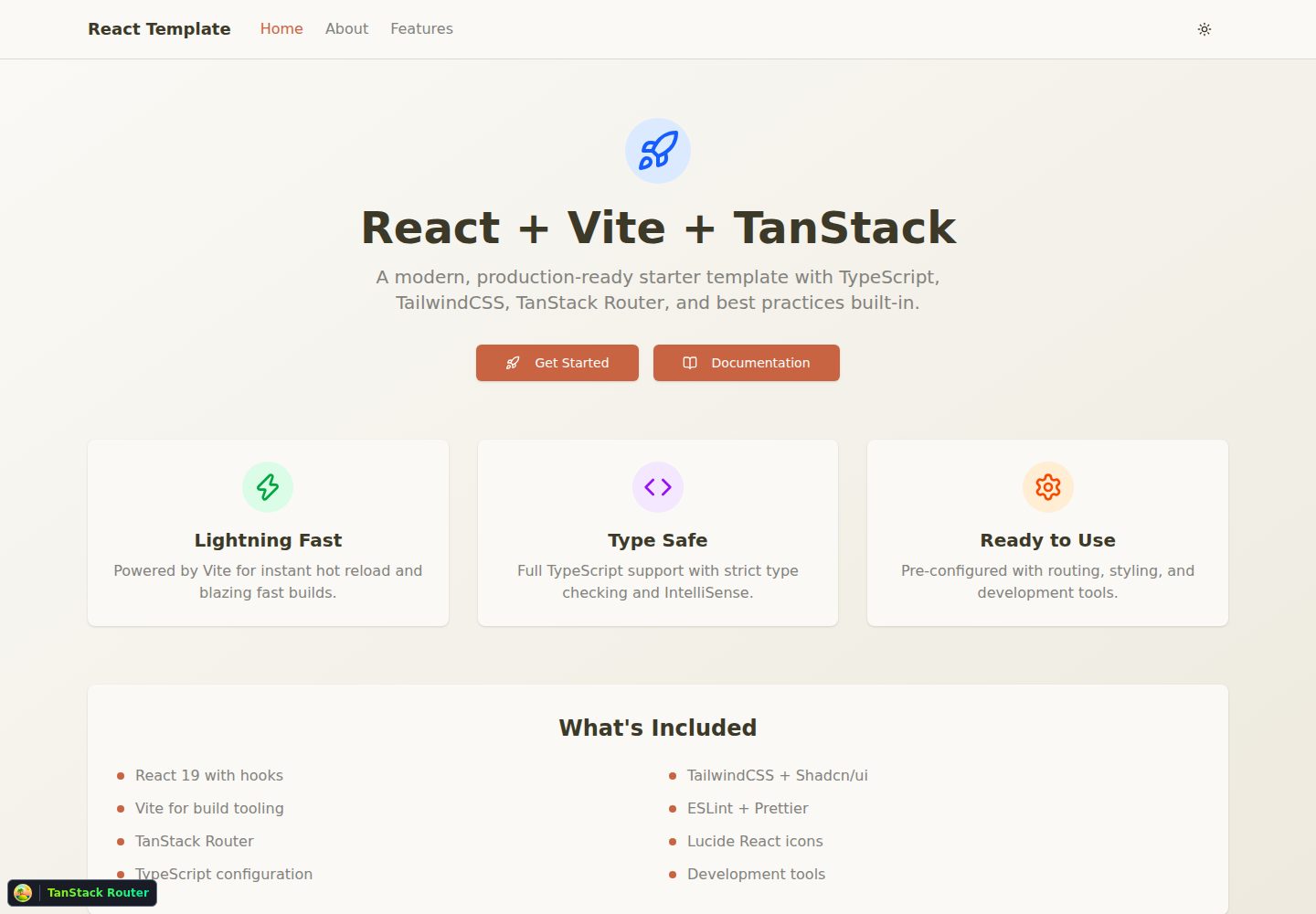 React-Vite-Tanstack-Starter-Template 网站模板截图