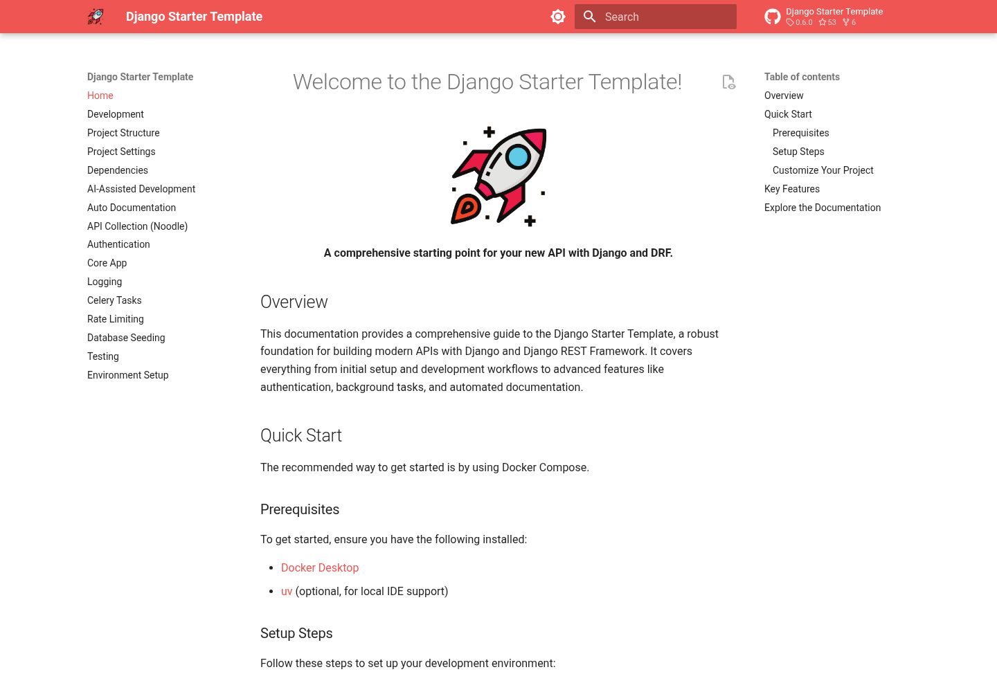 django-starter-template 网站模板截图