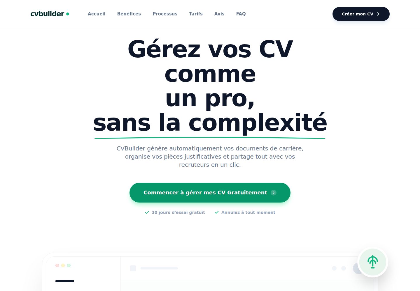 CVBuilder · Desktop homepage