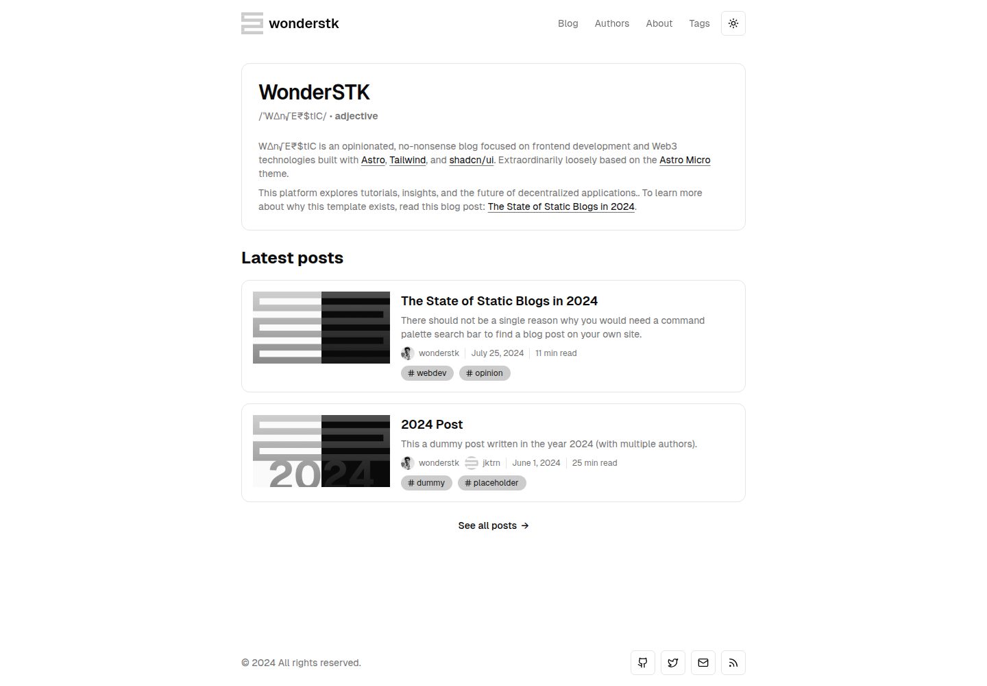 wonderstk-blog · 桌面端首页
