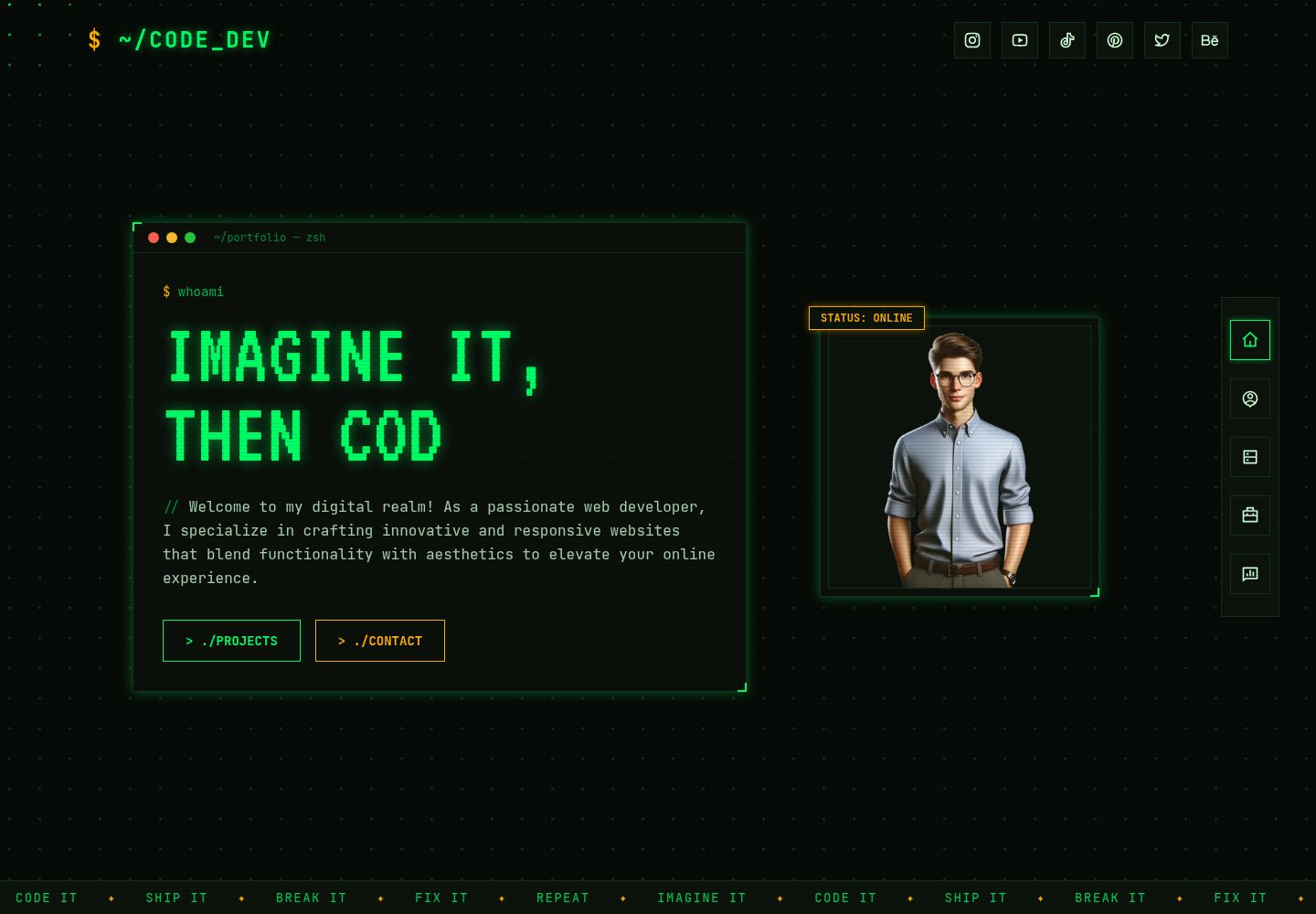 portfolio-web-template · Desktop homepage