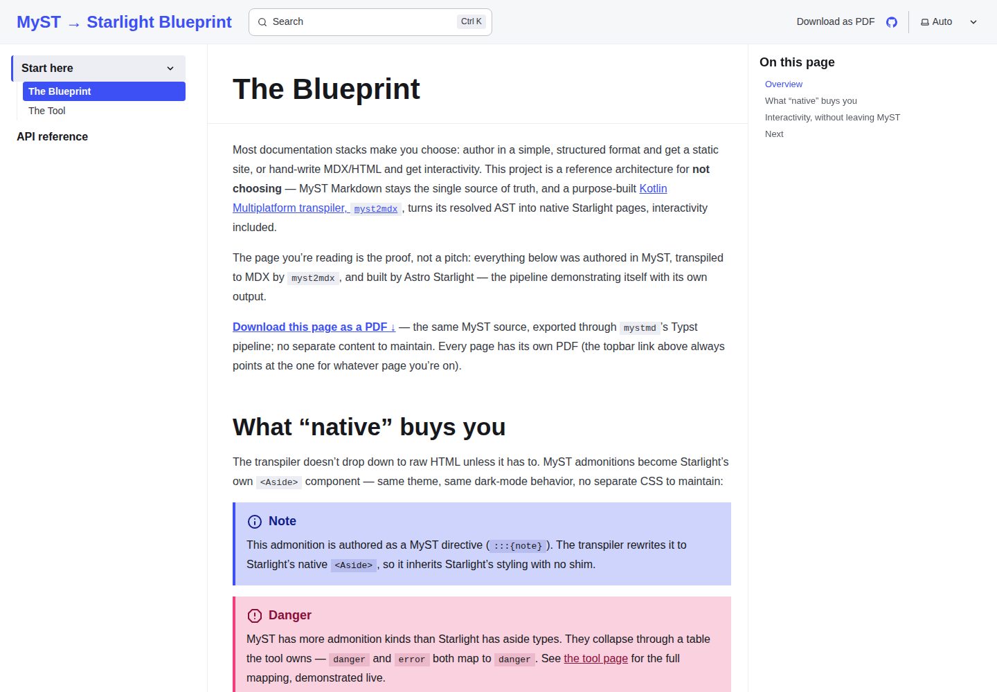 myst-starlight-blueprint 网站模板截图