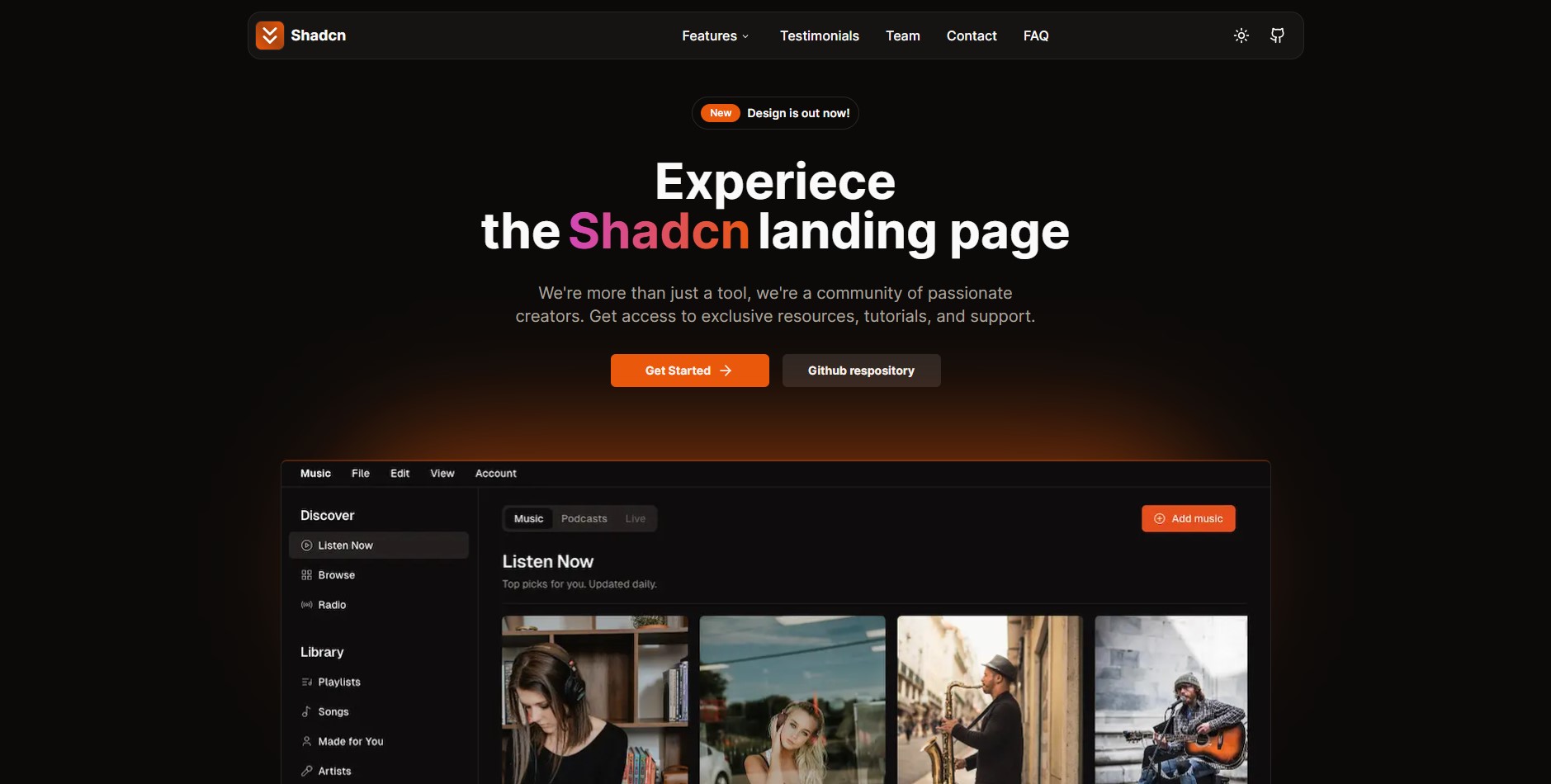 shadcn-landing-pages 网站模板截图