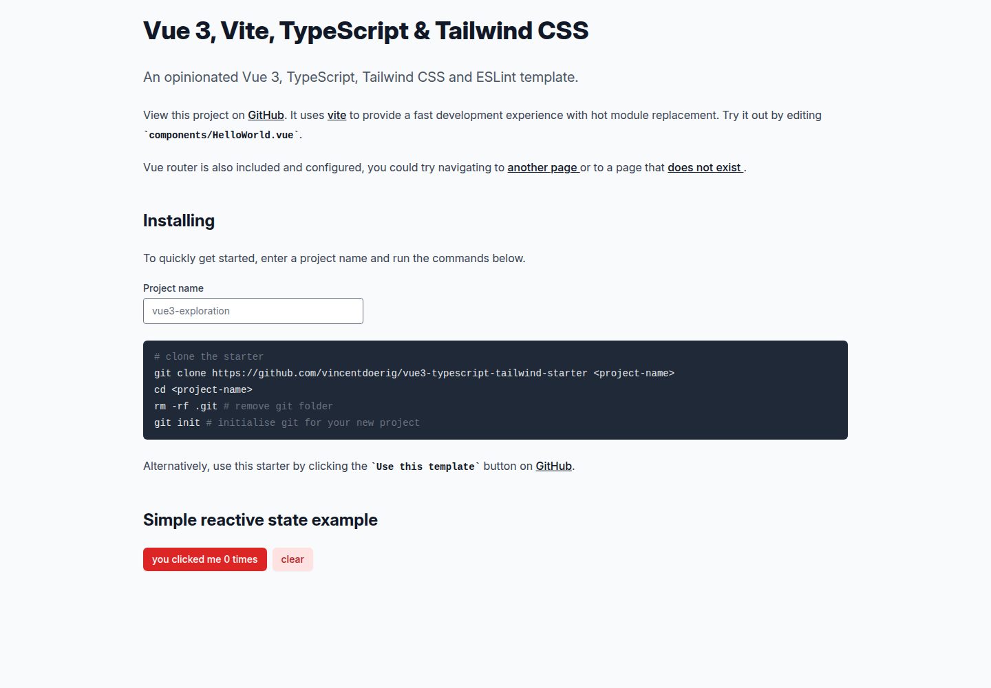vue3-vite-typescript-tailwind-starter 网站模板截图
