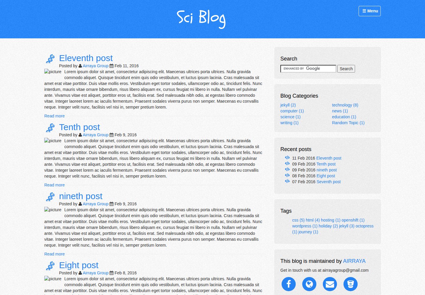 sciblog 网站模板截图