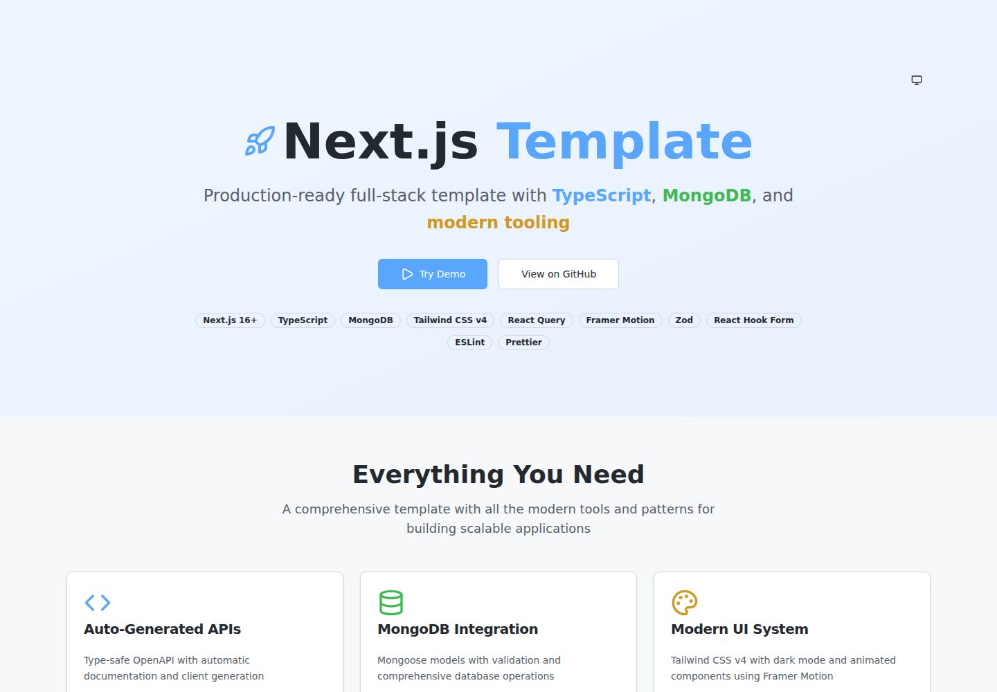 template-nextjs-ts · 桌面端首页