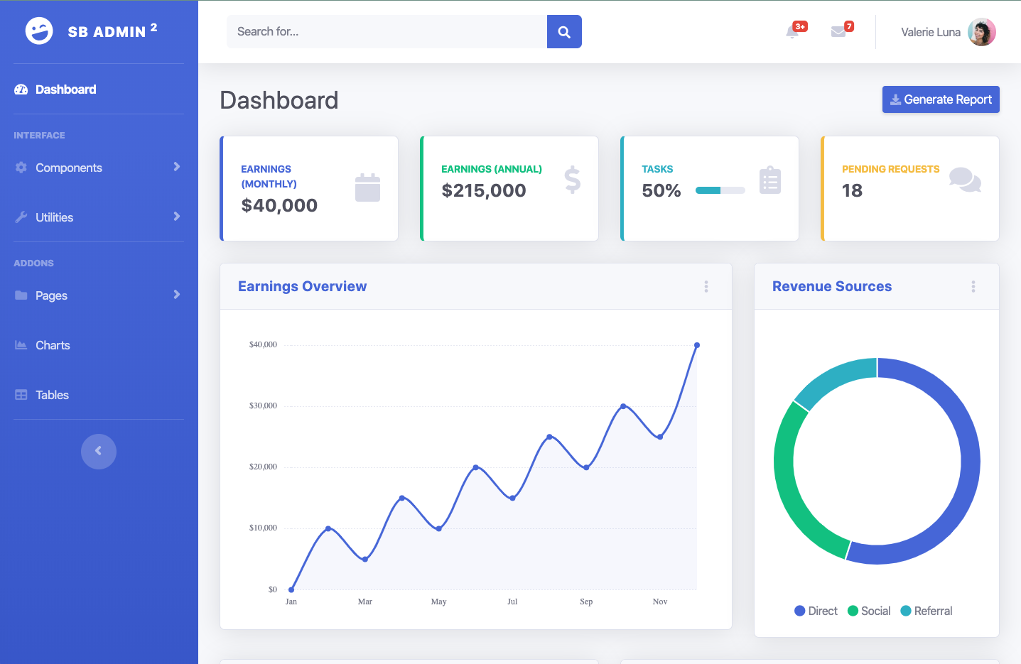play-bootstrap4-admin 网站模板截图