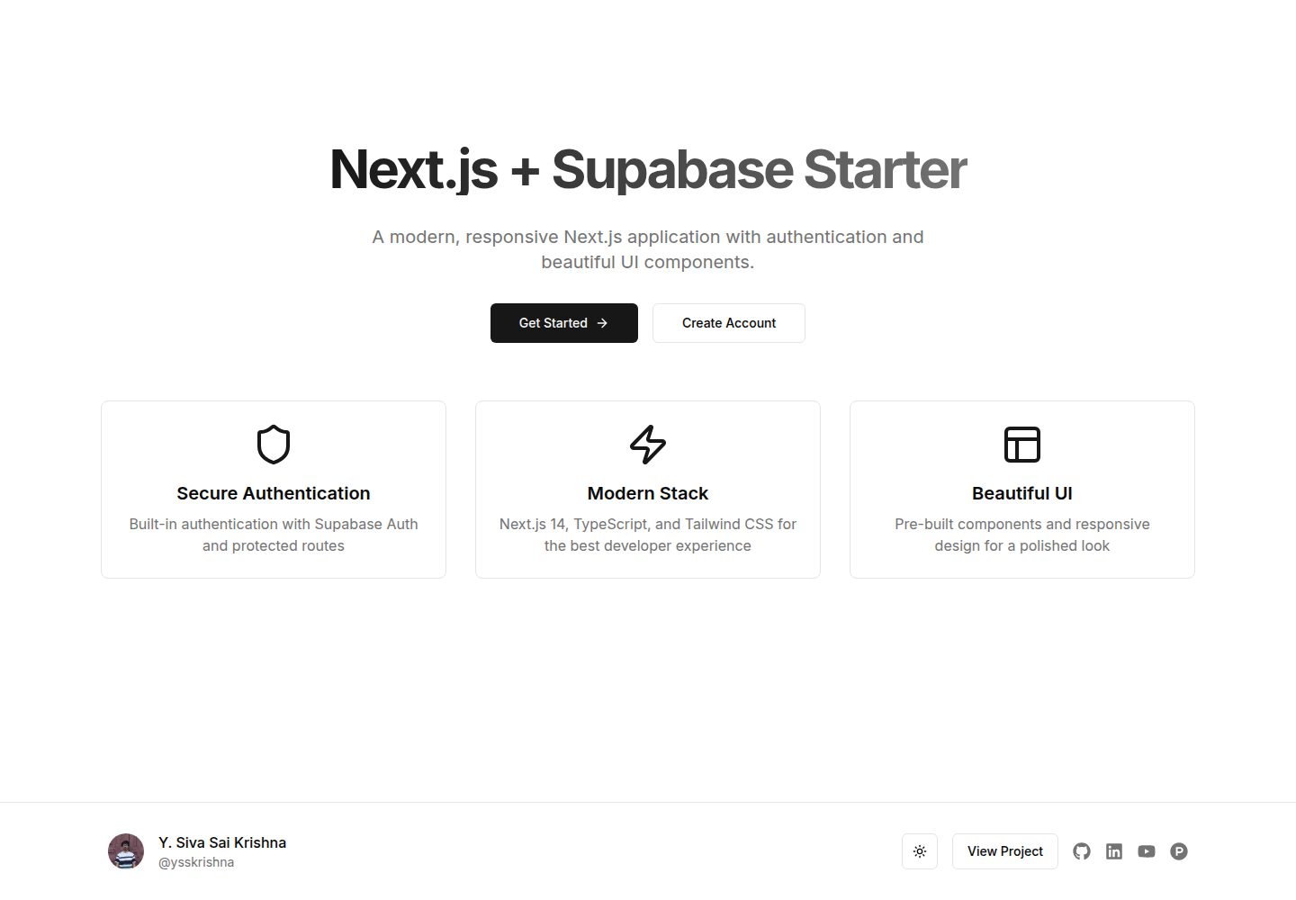 nextjs-supabase-starter · 桌面端首页