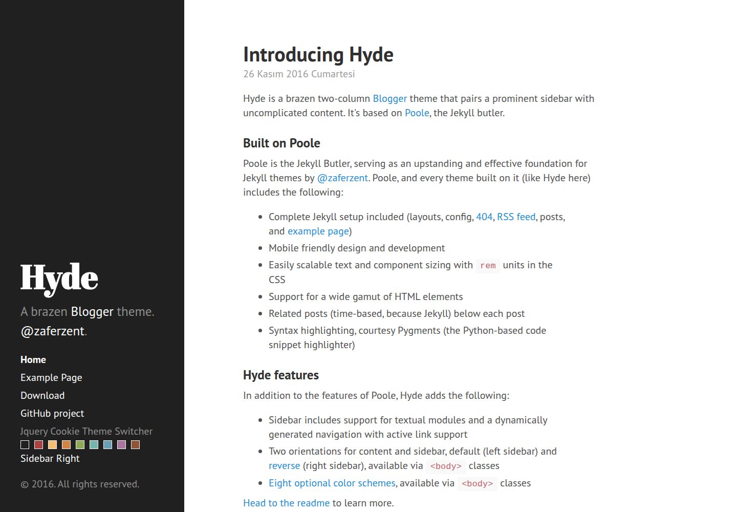 Hyde-Blogger-Template 网站模板截图