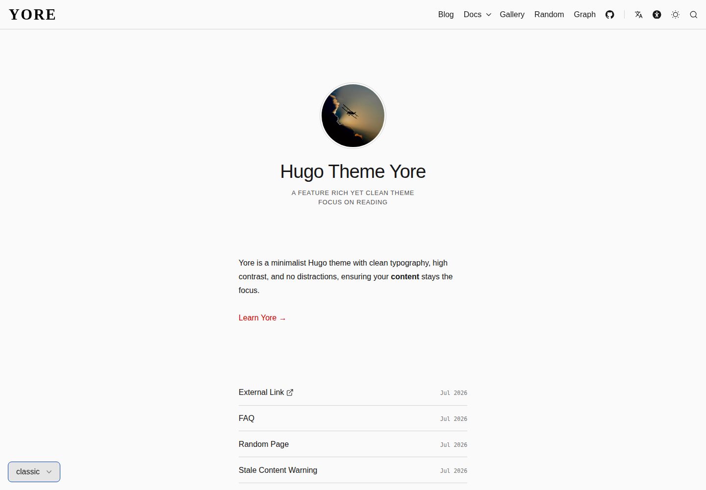hugo-yore 网站模板截图