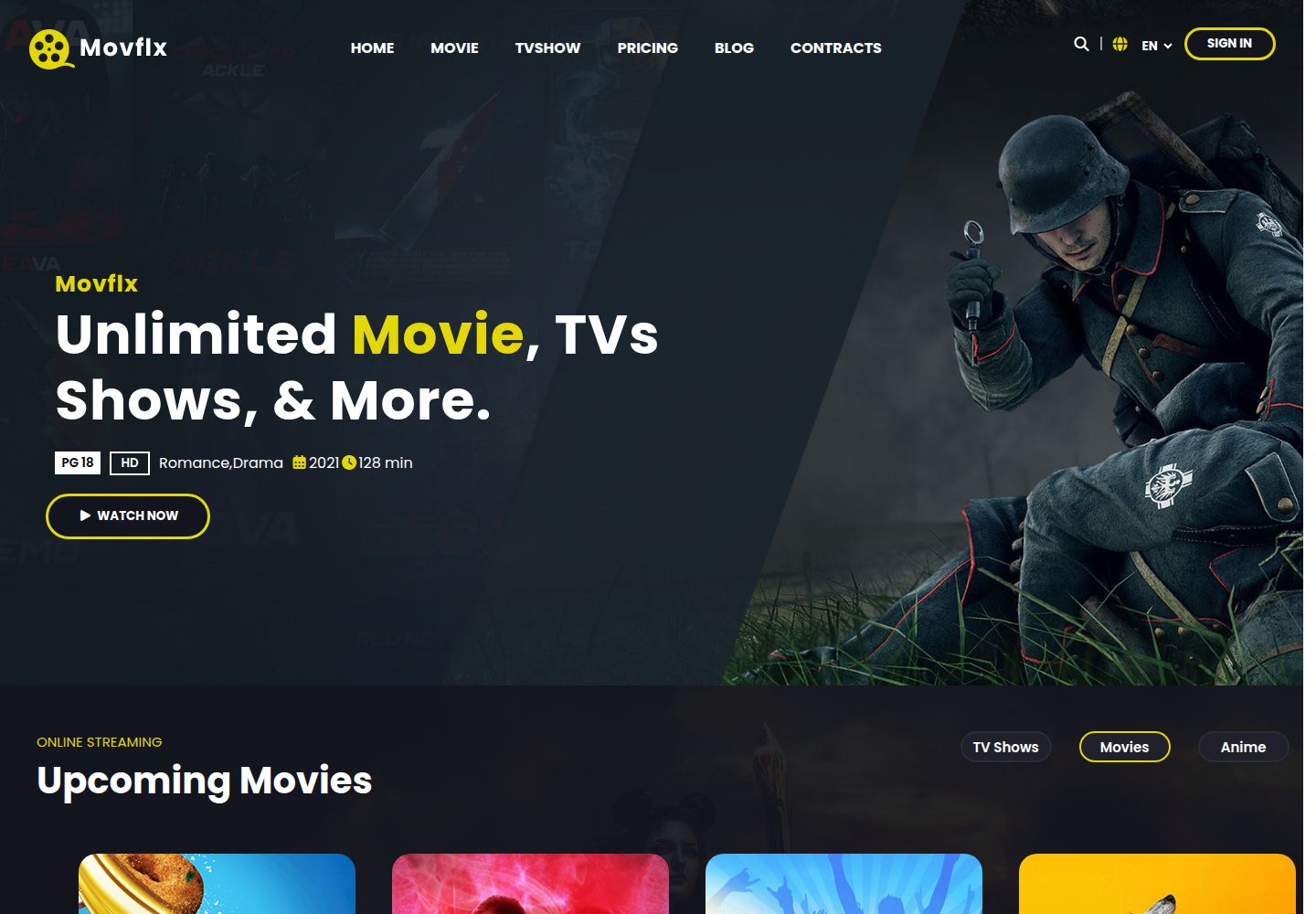 Movflx 网站模板截图