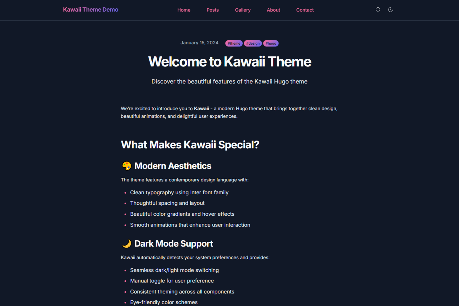 hugo-kawaii 网站模板截图