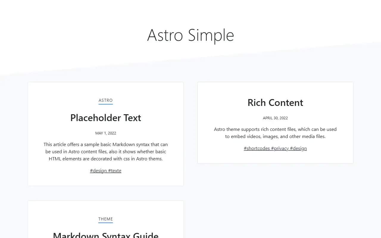 astro-simple-blog-theme · 桌面端首页