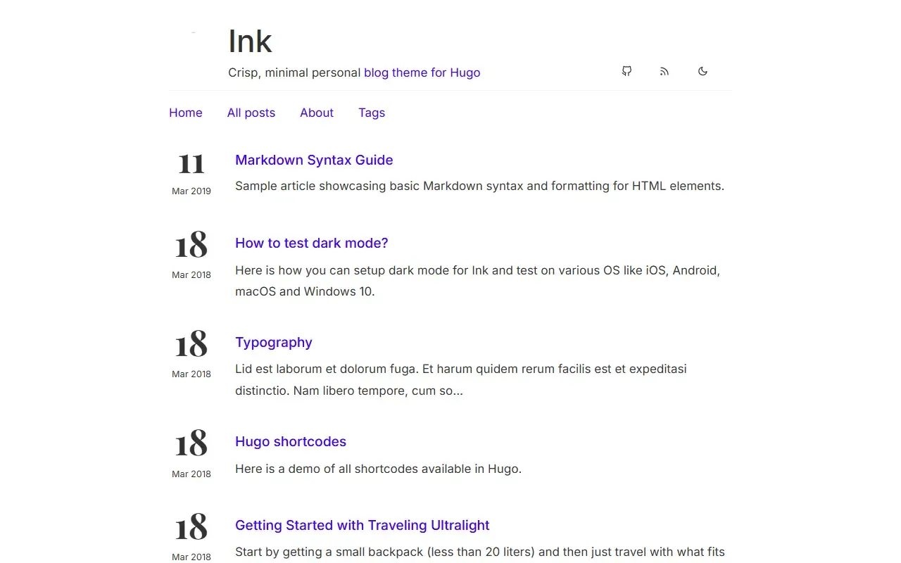 hugo-ink · 桌面端首页