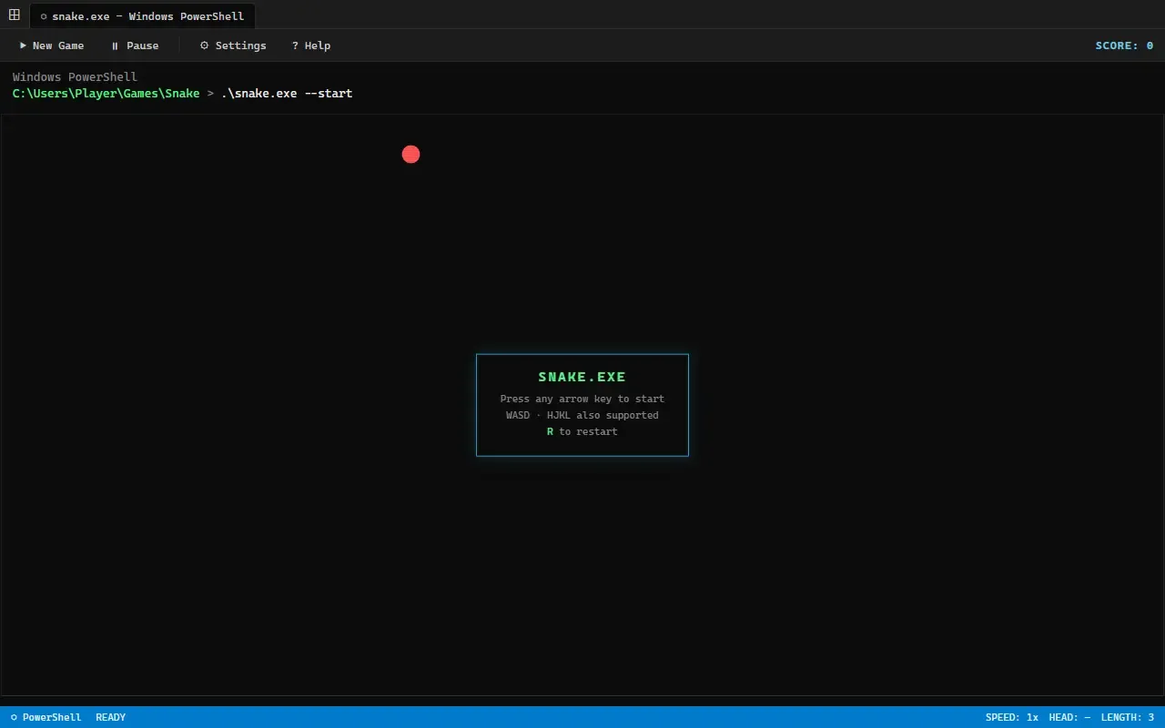 terminal snake game · 桌面端首页