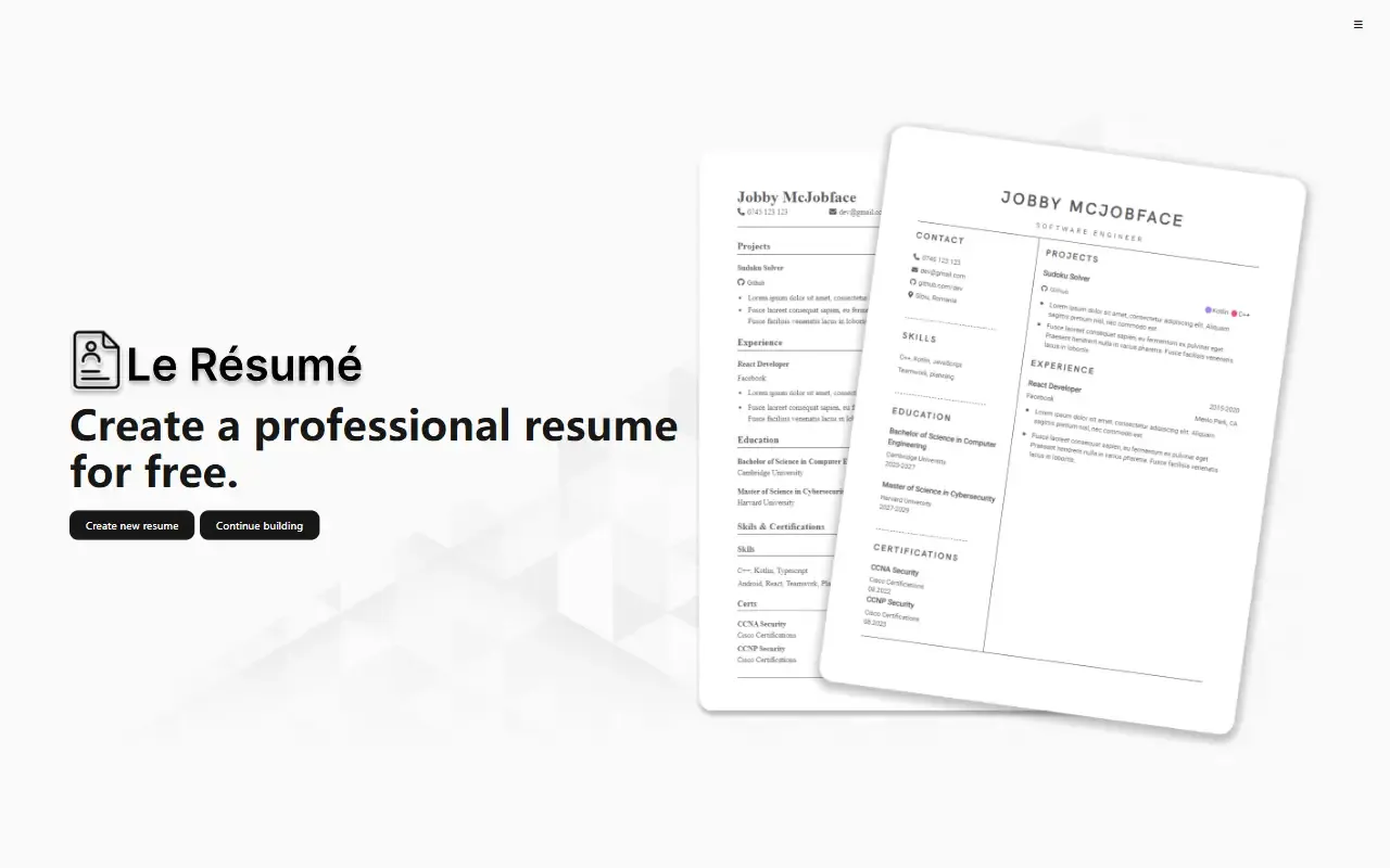 LeResume · 桌面端首页