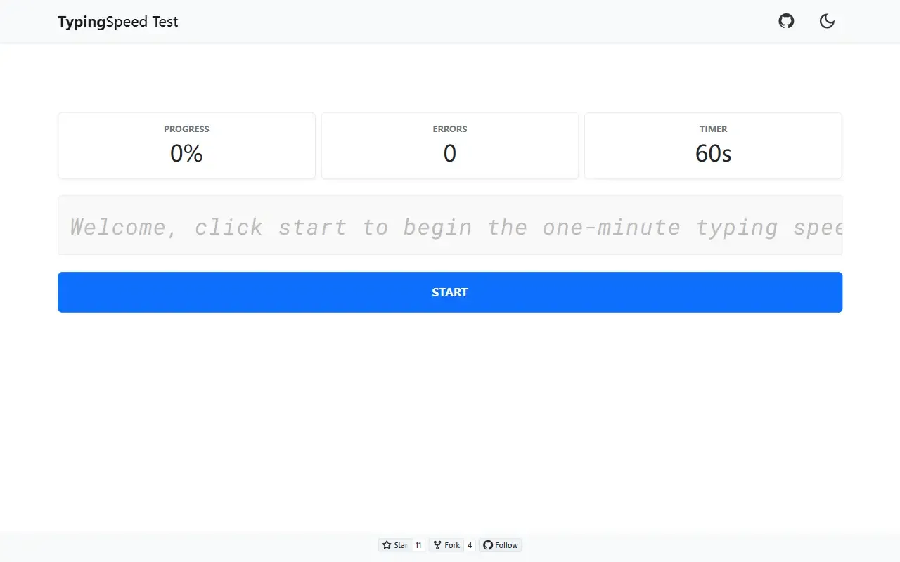 react one minute speed typing test ts · 桌面端首页