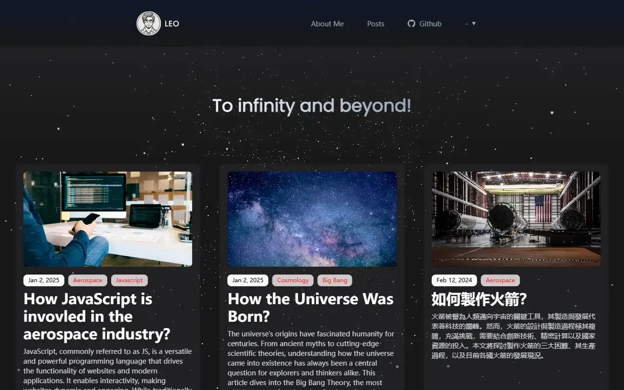 astro-leo-theme · 桌面端首页