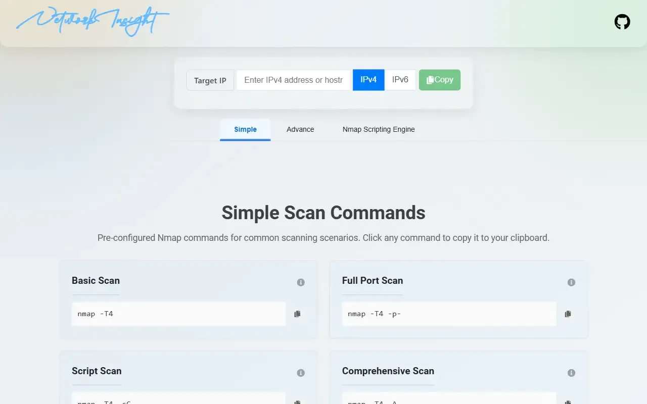 NMAP COMMAND GENERATOR · 桌面端首页