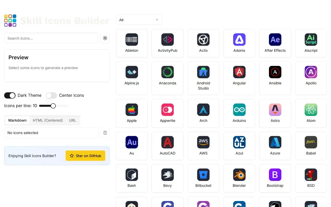 skill icons builder · 桌面端首页