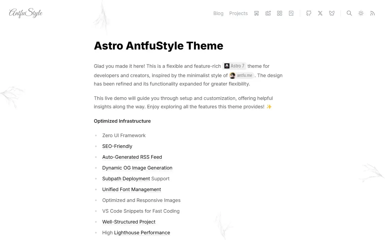 astro-antfustyle-theme · 桌面端首页