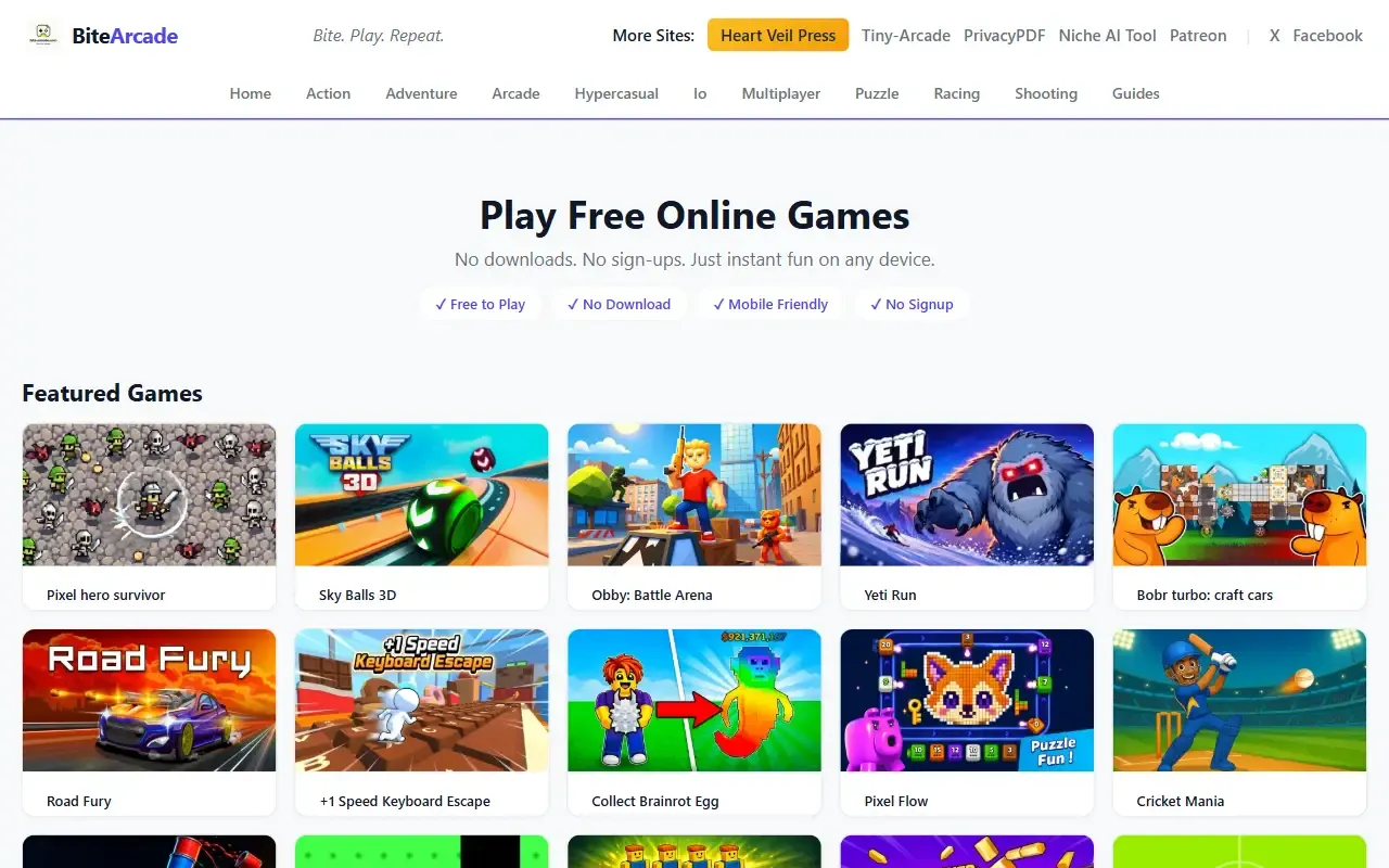 bite arcade · 桌面端首页