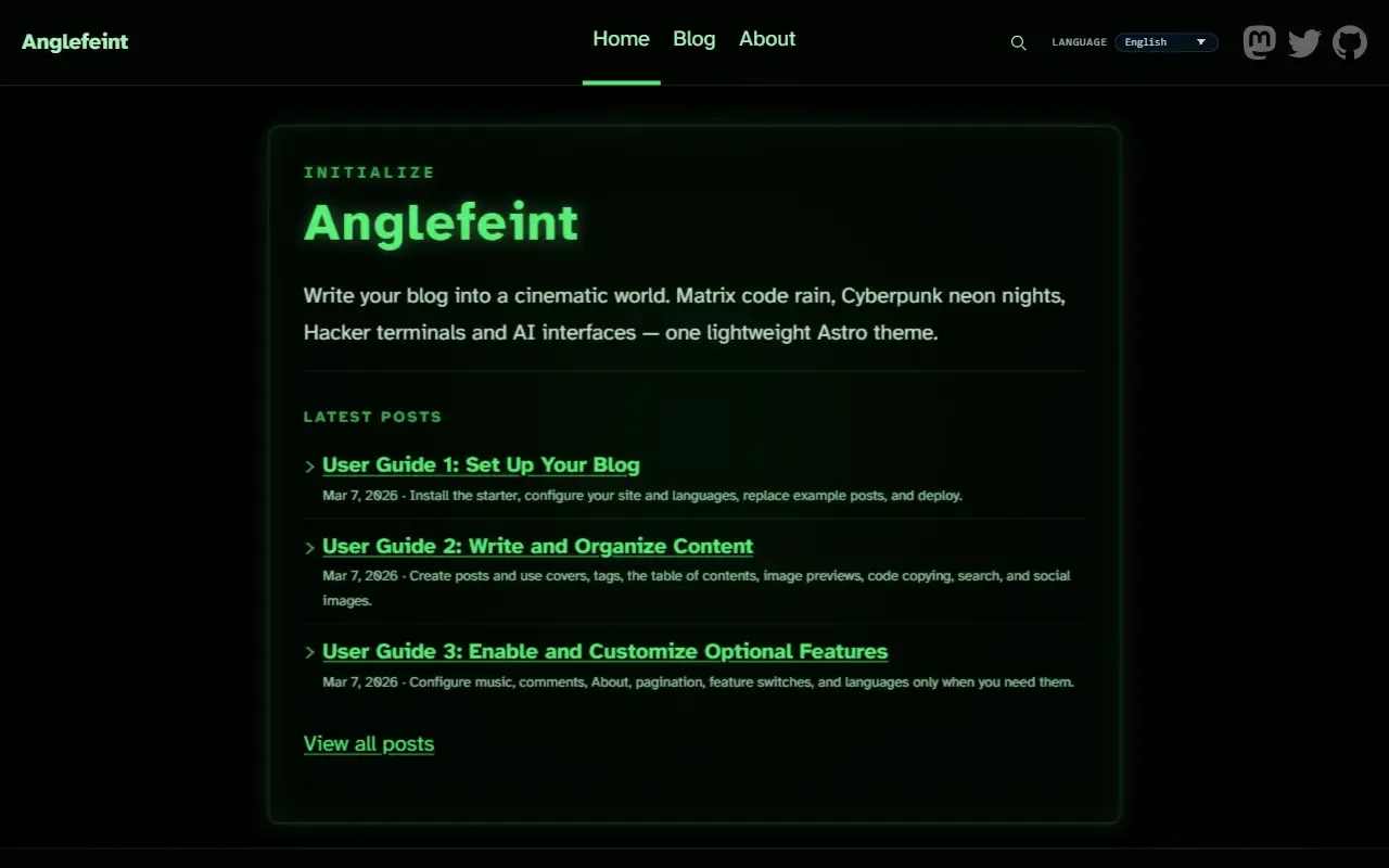 astro-theme-anglefeint · 桌面端首页