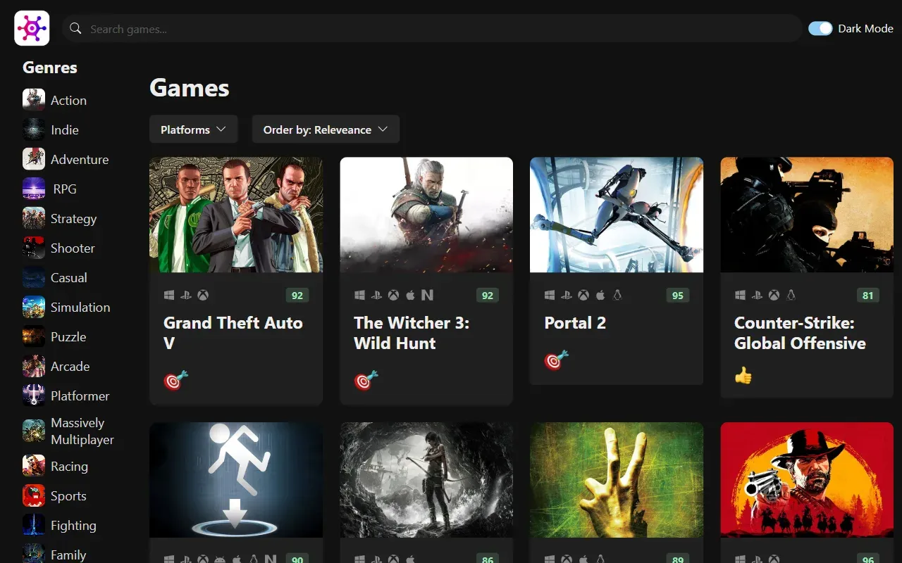 game hub · 桌面端首页