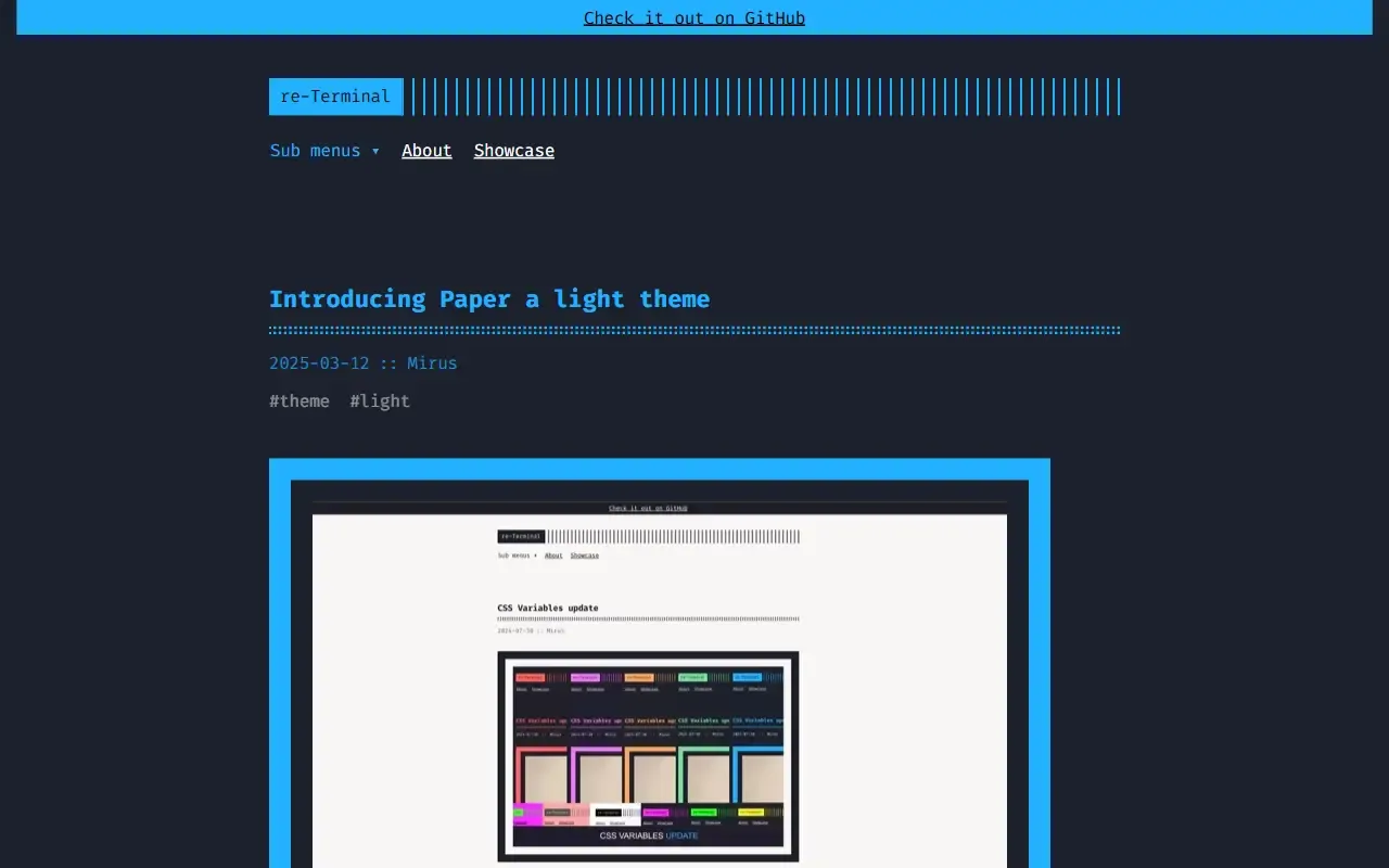 hugo-theme-re-terminal · 桌面端首页