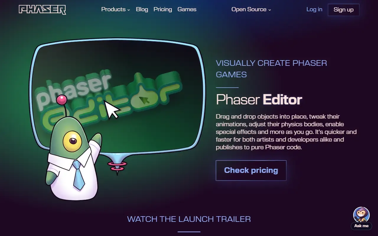 phaser-editor-template-nextjs · 桌面端首页