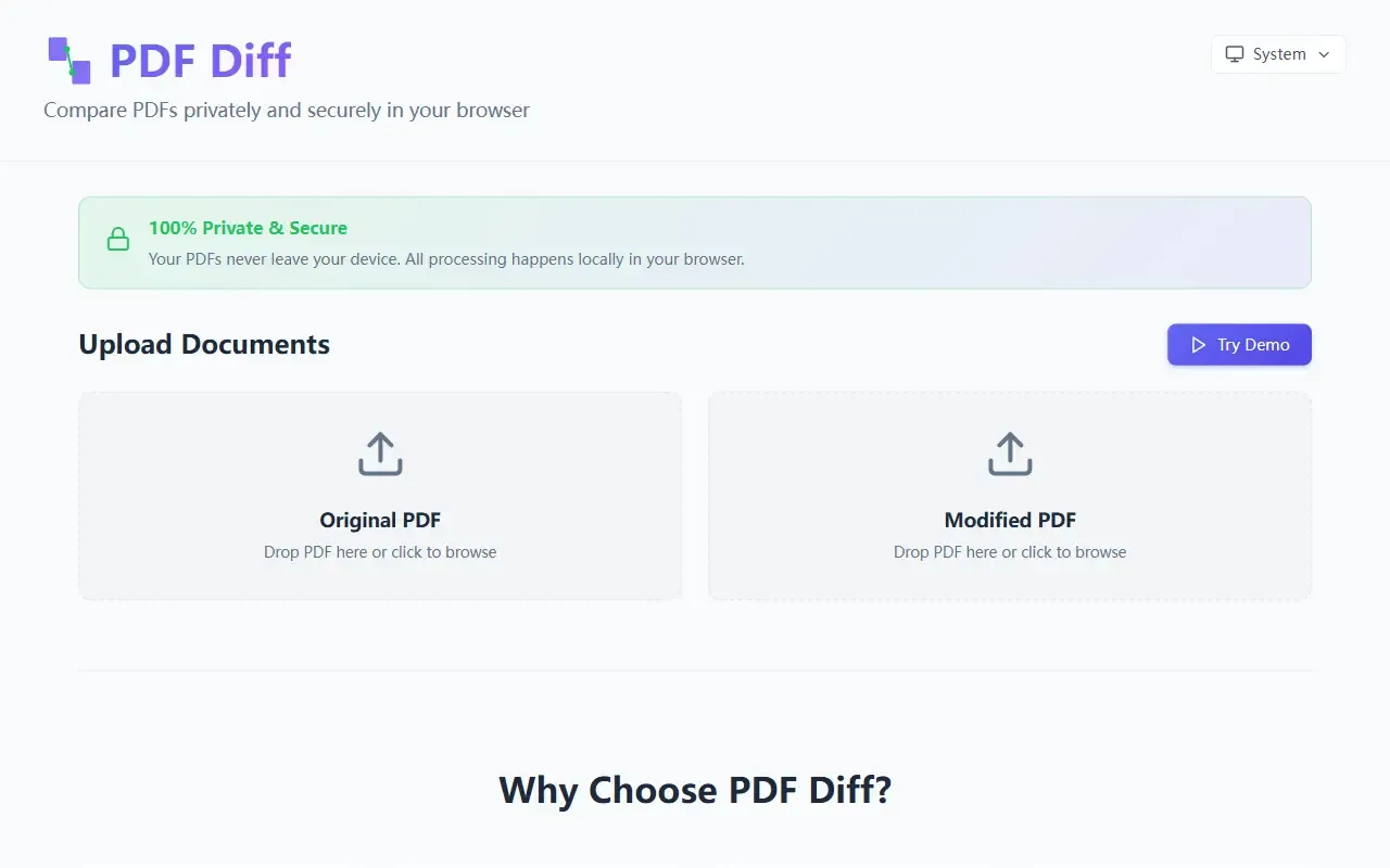 pdf diff · 桌面端首页