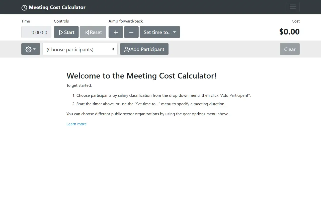 meetingcostcalculator · 桌面端首页