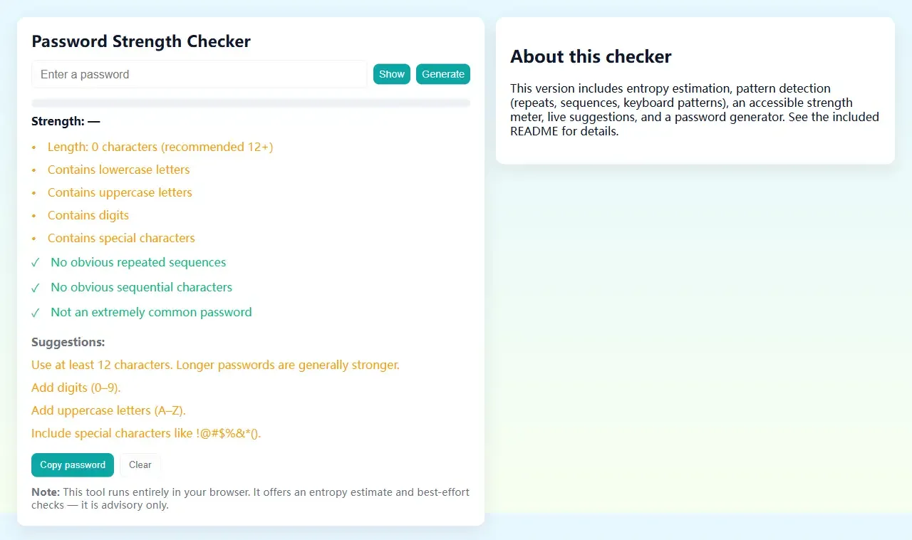 Password Strength Checker · 首页