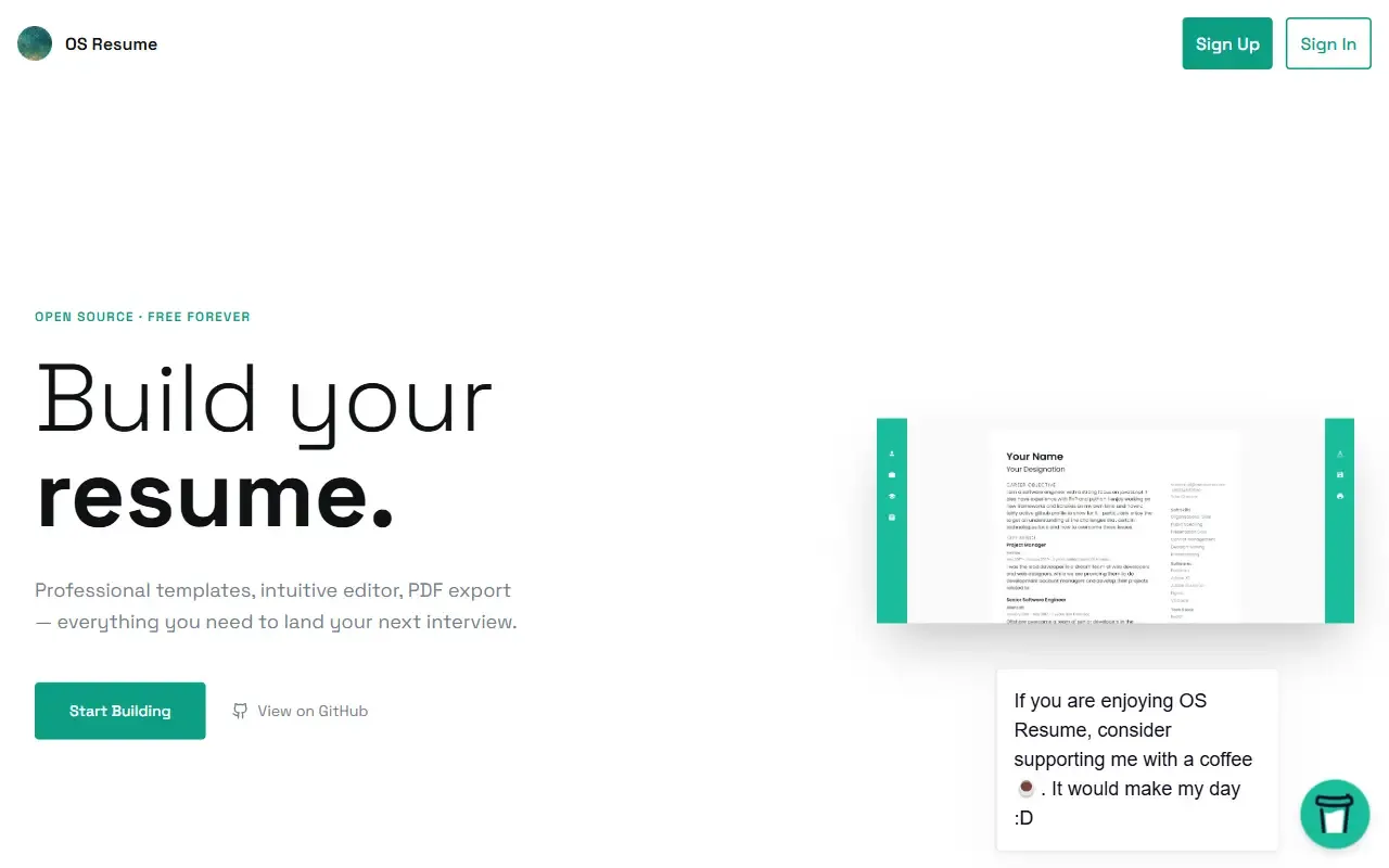 osresume · 桌面端首页